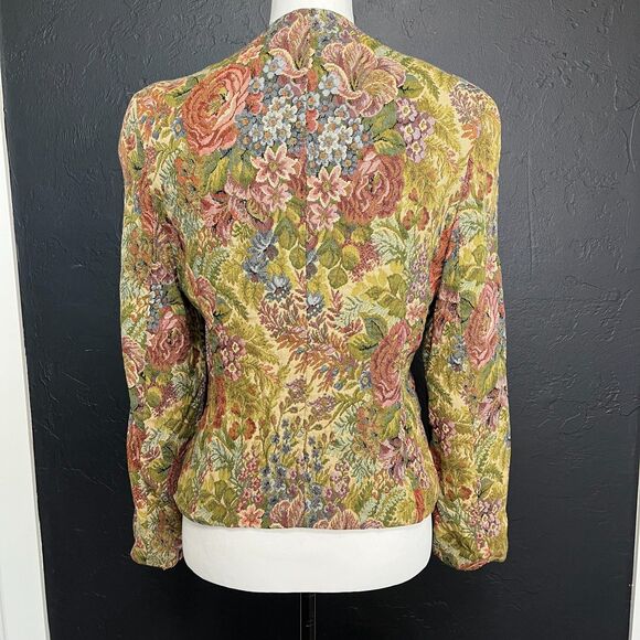 Vintage Ann Taylor Floral Tapestry Blazer Jacket Size 10 Made in USA - Picture 3 of 10